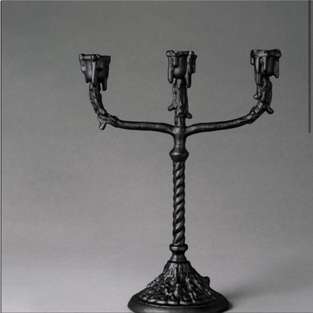 John Derian 12"x10" Taper Cast Aluminum Macabre-Labra Dripping Candelabr…